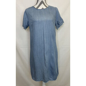 Tommy Bahama costal beach chambray mini dress with raw frayed edge Small Charity